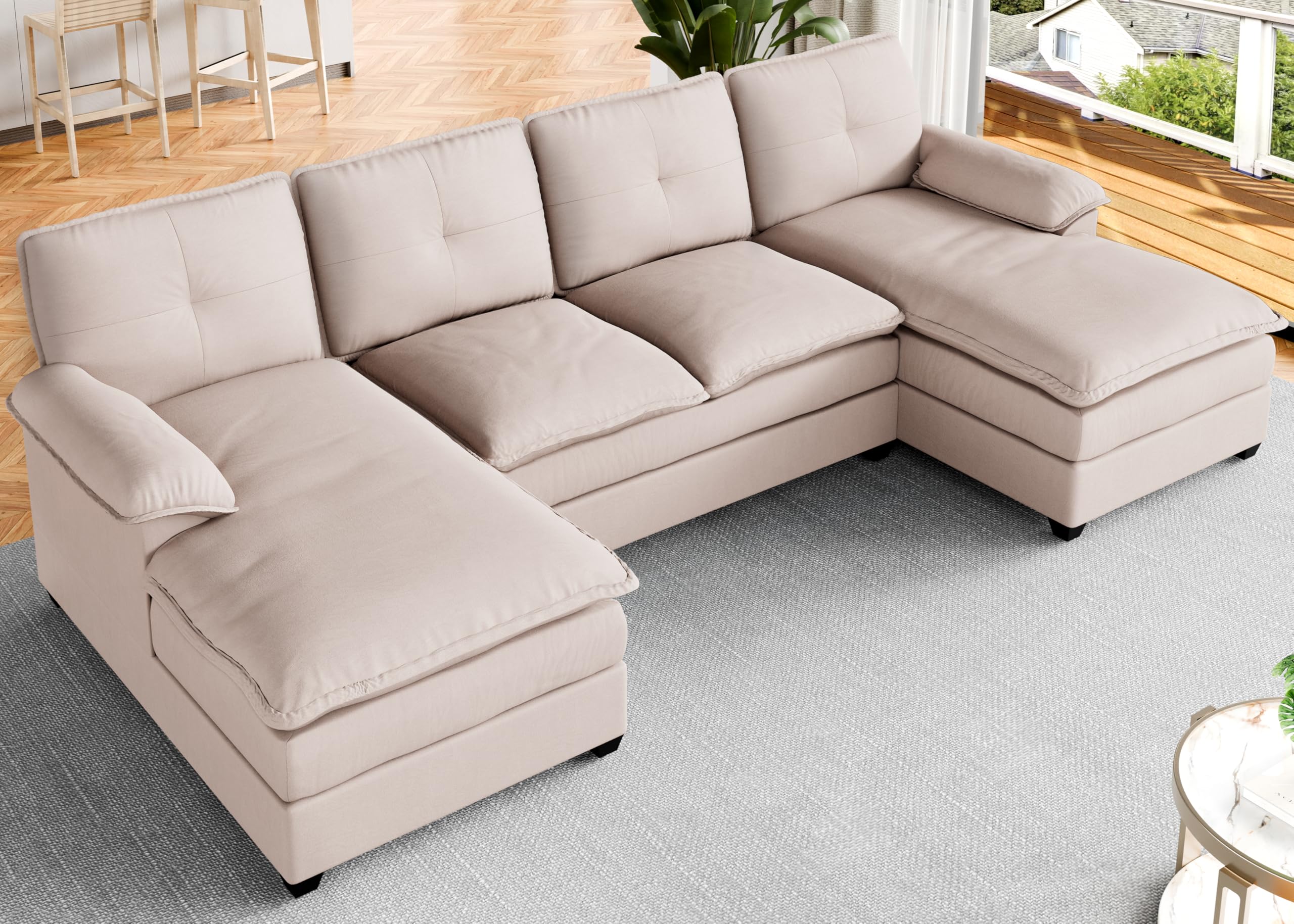 Sectional Couches for Living Room, U Shaped Couch 110in Sectional Sofa,