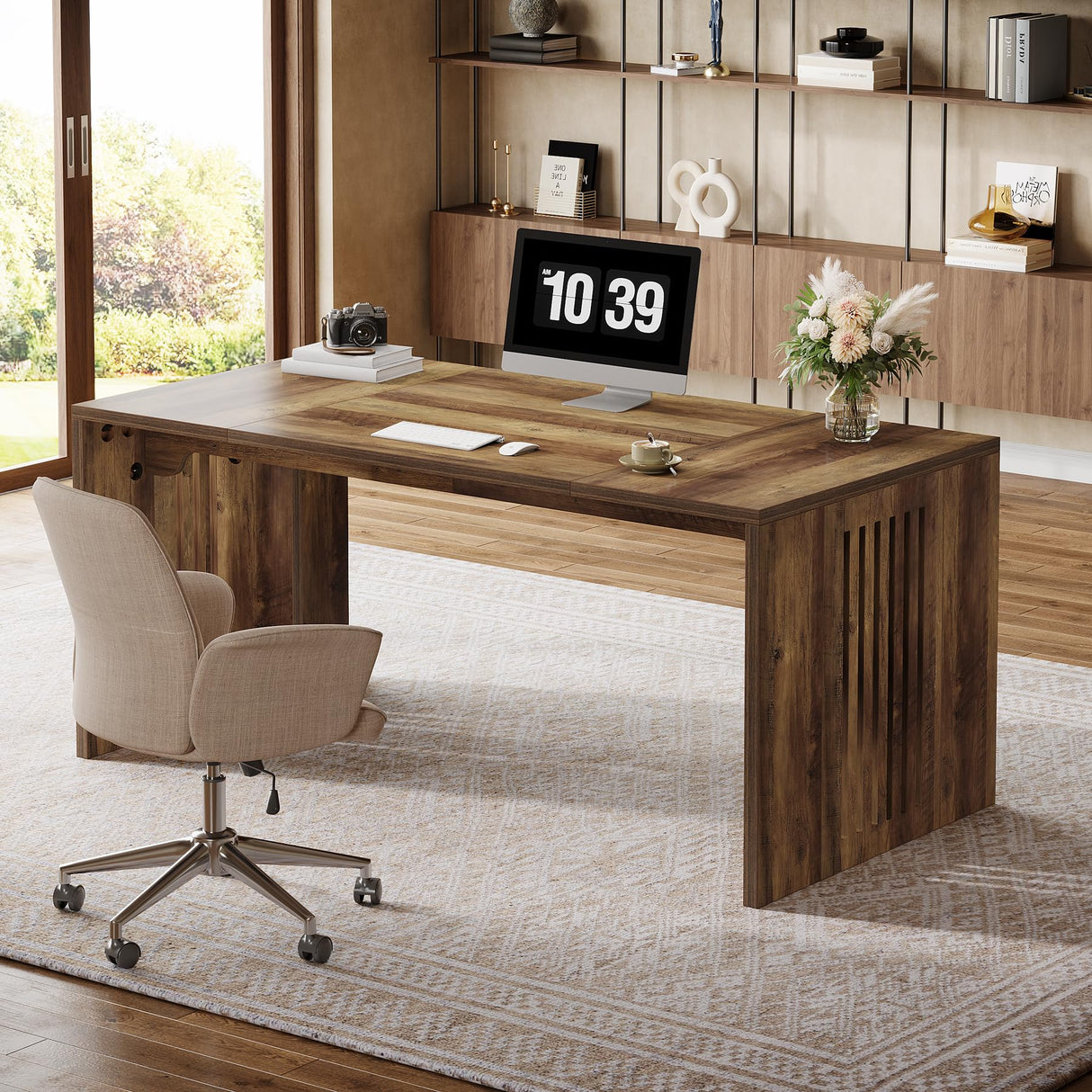 Inch Executive Desk, Farmhouse Large Wood Computer Writing Conference Table