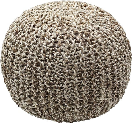 Jute Cotton Pouf - Tweed Knitted Braid Dori Cord Ottoman Footstool Bean Bag