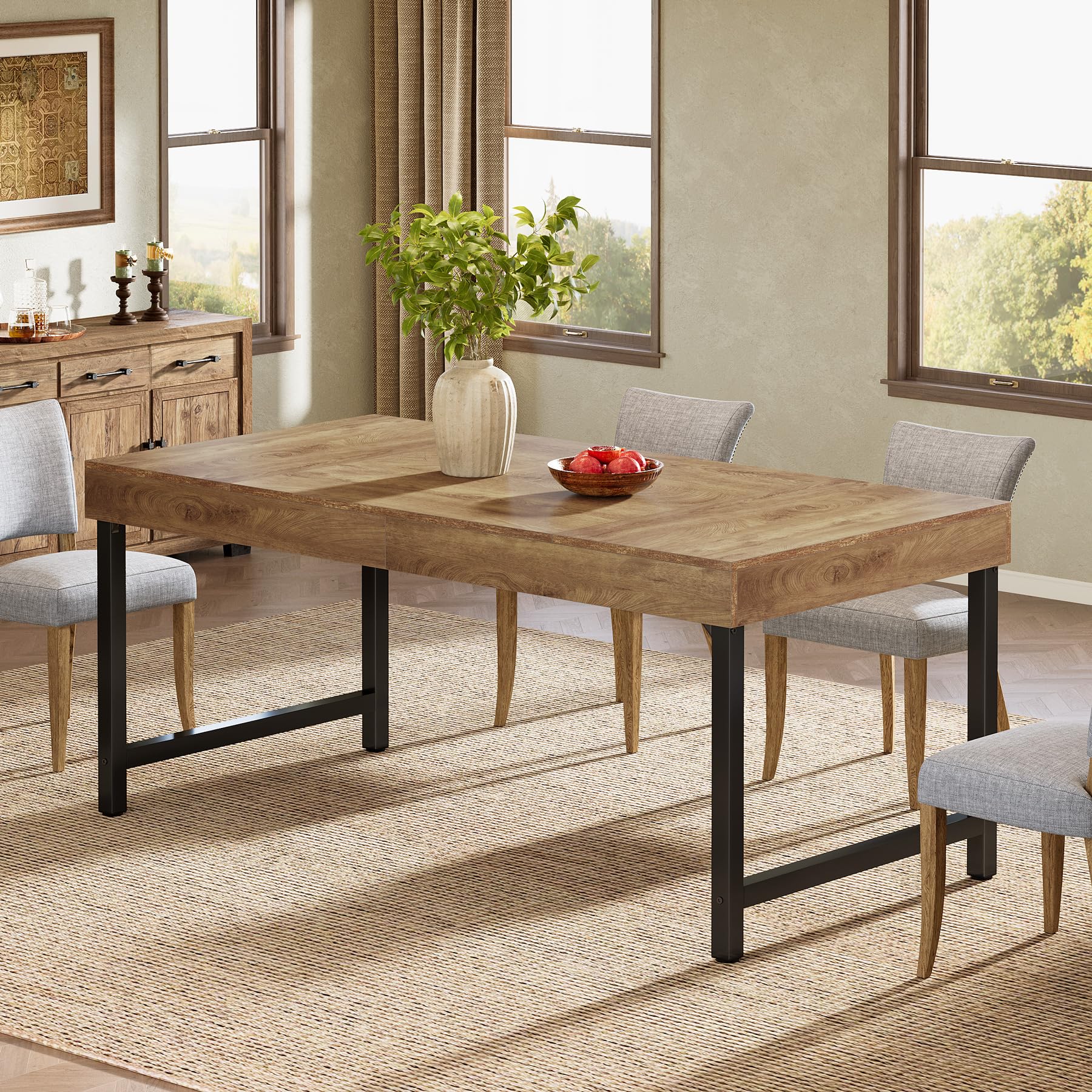 55-Inch Farmhouse Dining Table for 4-6 People