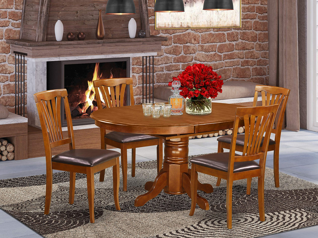 Avon 5 Piece Room Furniture Set Includes an Oval Kitchen Table with Butterfly Leaf