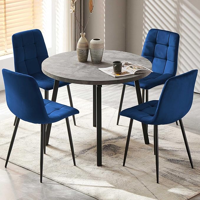 Velvet Dining Chairs Set of 4 - Green Dining Room Chairs with Metal Legs Ideal for Kitchen