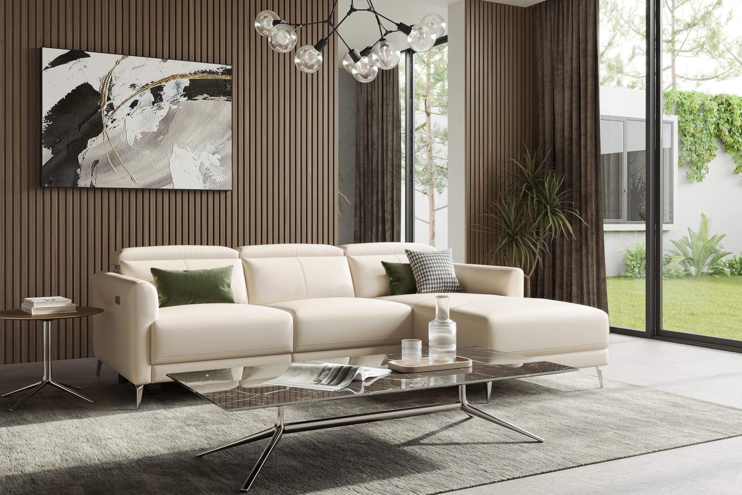 Andria Leather Reclining Sectional Sofa, 3 Seater Couch