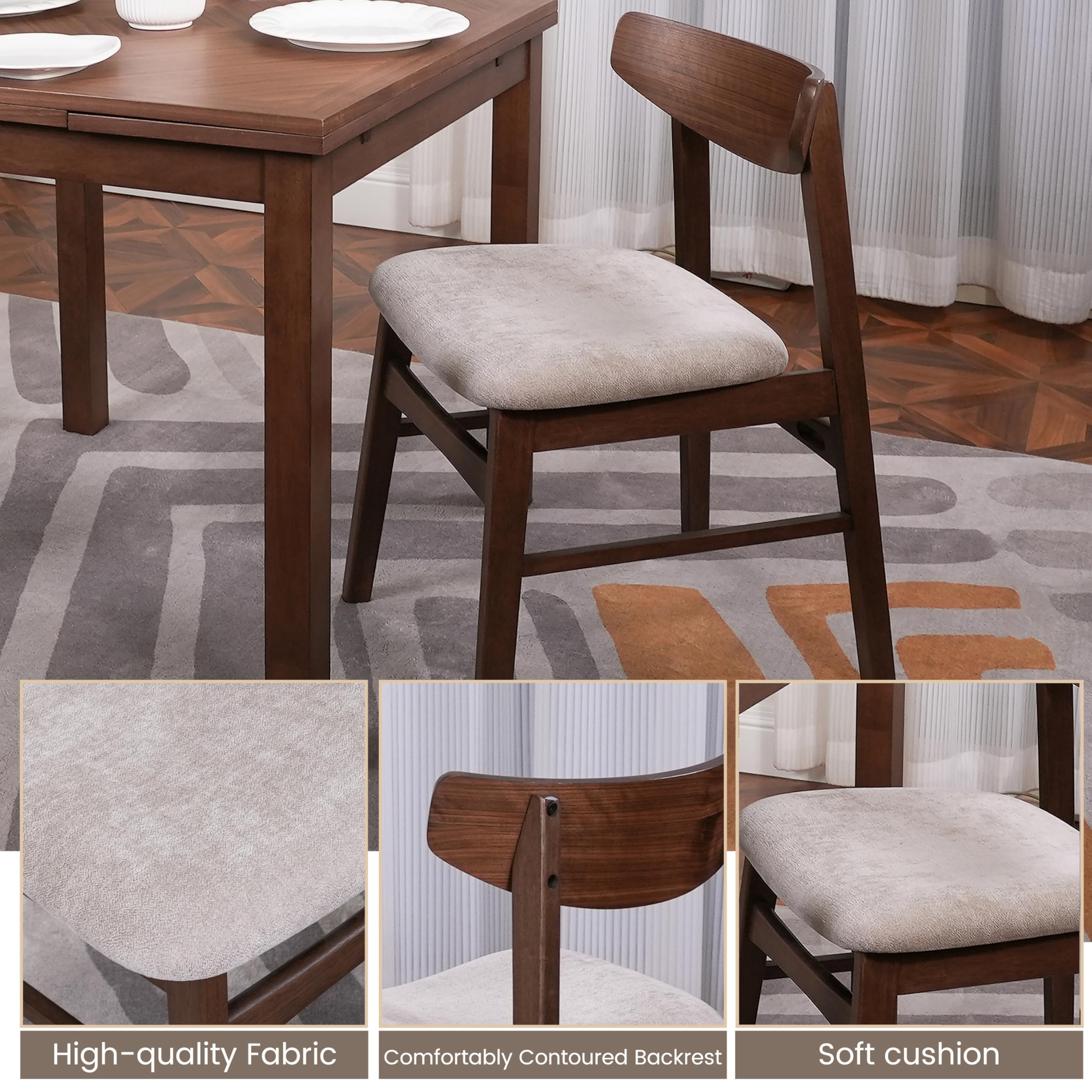 Extendable Dining Table Set for 4 - Walnut Veneer Space-Saving Design