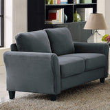 Watford Loveseat with Rolled Arms, Dark Grey