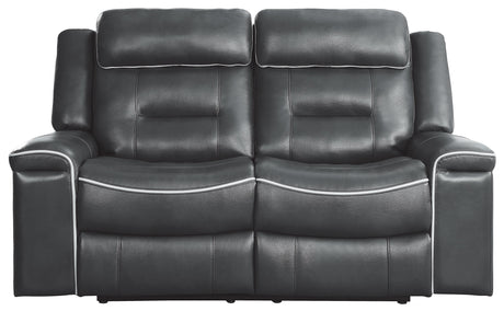 65" Leather Gel Double Reclining Loveseat, Dark Gray