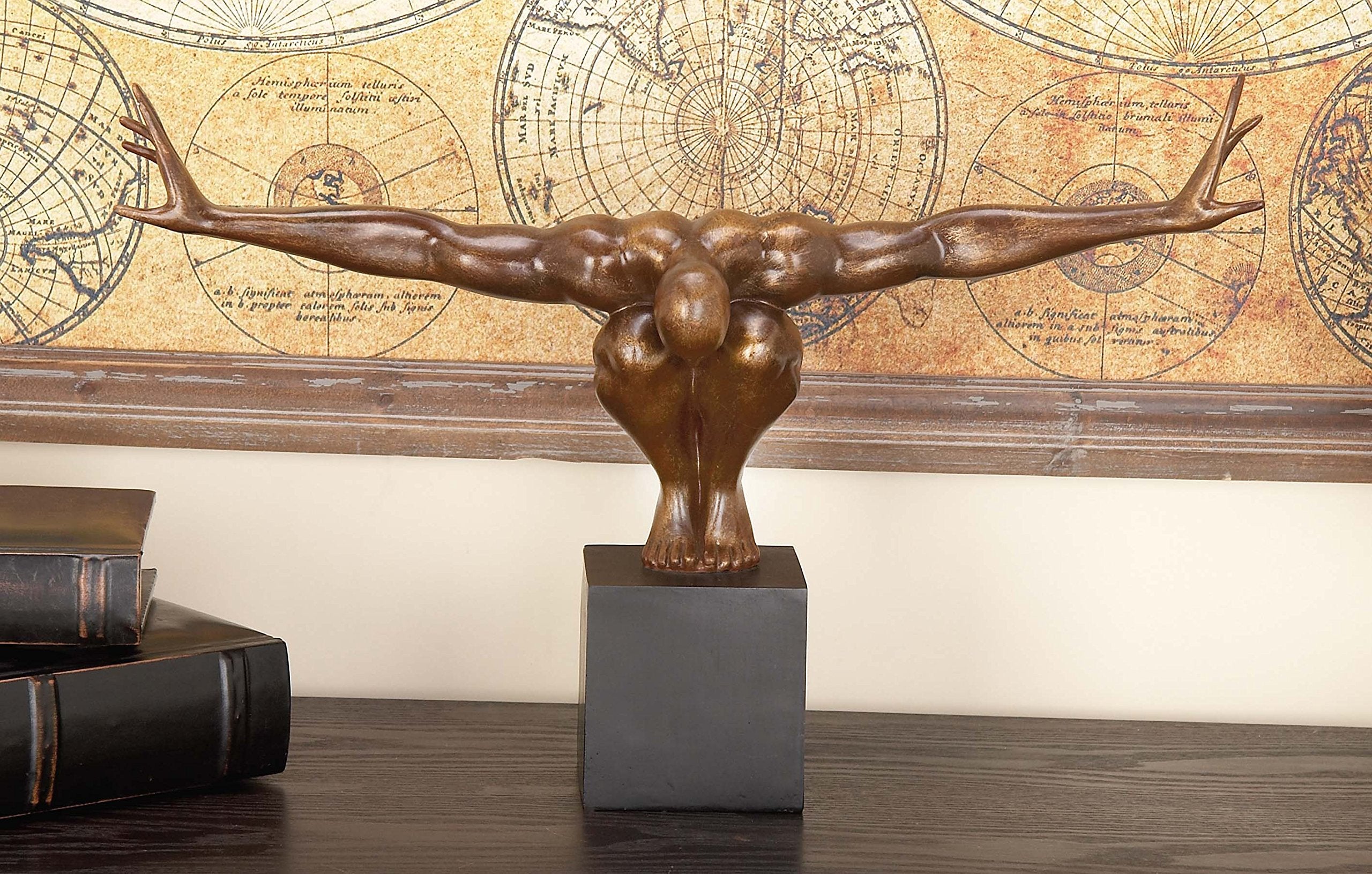 Polystone Diver Decorative Sculpture Home Decor Statue with Black Base