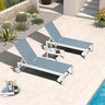 Outdoor Chaise Lounge Chairs Set of 2 White Aluminum Lounge Chair