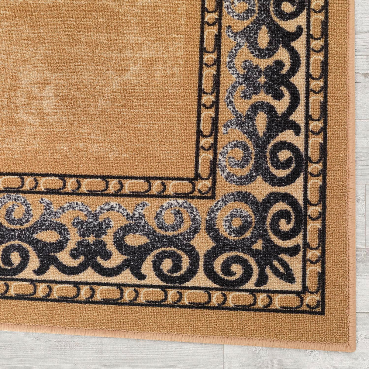 Antep Rugs Alfombras Bordered Modern 5x7 Non-Slip (Non-Skid) Low Pile Rubber Backing Indoor Area Rug (Gold Brown, 5' x 7')