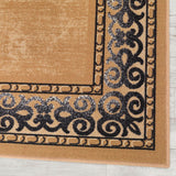 Antep Rugs Alfombras Bordered Modern 5x7 Non-Slip (Non-Skid) Low Pile Rubber Backing Indoor Area Rug (Gold Brown, 5' x 7')