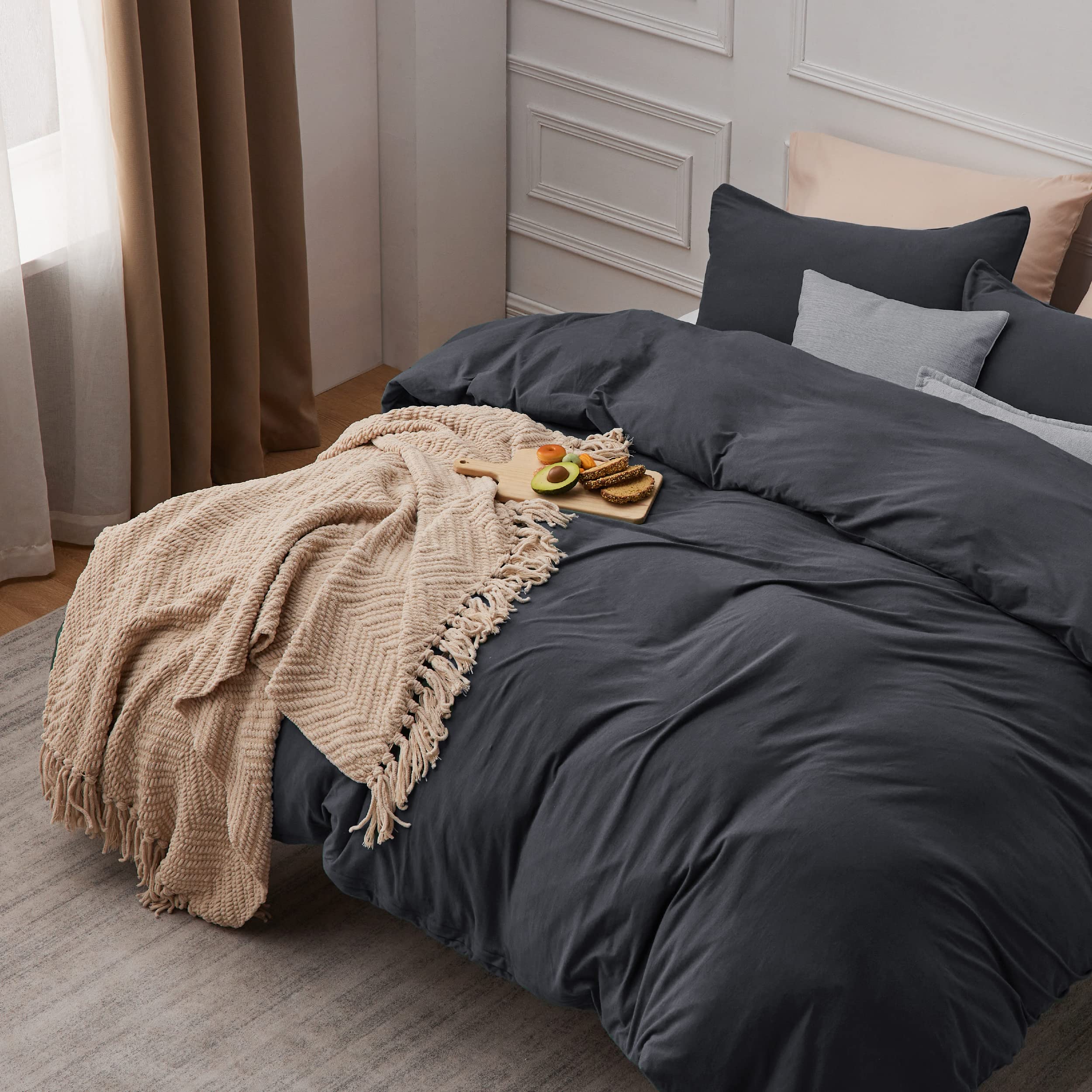 Jersey Knit Cotton Duvet Cover, Ultra Soft T-Shirt Cotton Comforter Cover King Size