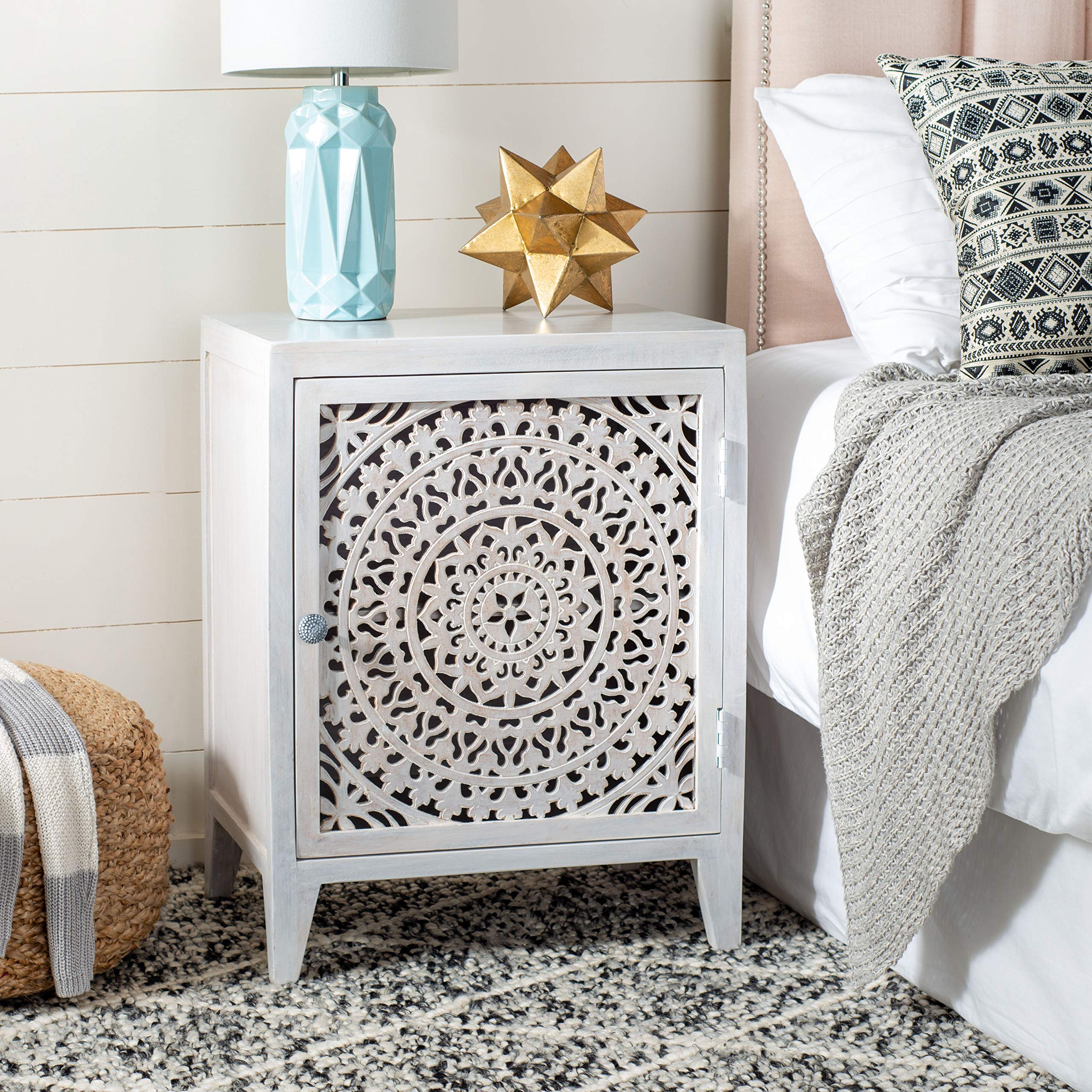 Thea 1 Door Carved Nightstand