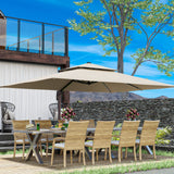 10x13FT Cantilever Outdoor Patio Umbrellas, Double Top Large Rectangle Umbrella