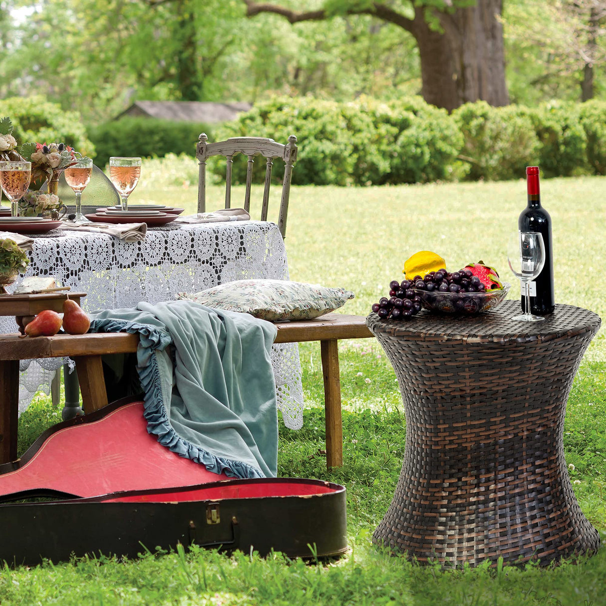 Small Side Table Patio Rattan End Table