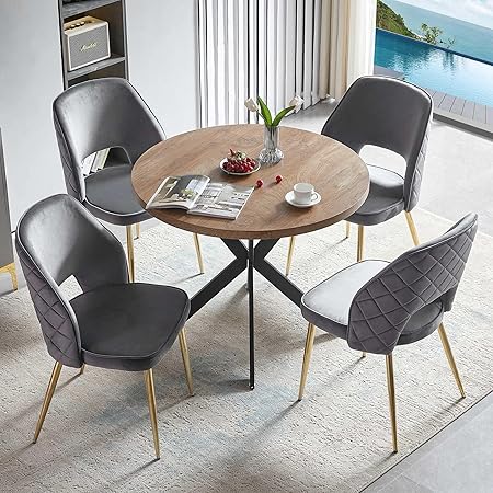 5-Pieces 37-Inch Dining Table Set for 4 - Space Saving Round Table and Chairs