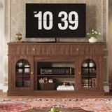 Mid-Century Modern TV Stand with Charging Station - 65 Inch Entertainment Center