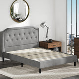 Kellen Upholstered Scalloped Platform Bed Frame / Mattress Foundation / Wood Slat