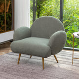 AISALL Accent Chair Green with Golden Metal Legs,Reading Chair for Bedroom Comfy, Boucle Sherpa Chair for Living Room, Bedroom, Side Chair