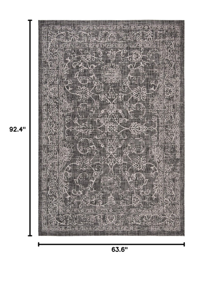 SAFAVIEH Courtyard Collection 5'3" x 7'7" Black/Ivory CY8680 Indoor-Outdoor Waterproof Easy-Cleaning Patio Backyard Mudroom Area-Rug