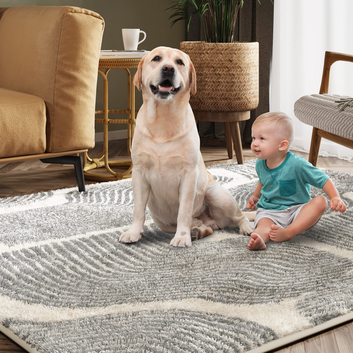 ODIKA Zen Garden Area Rug - Ultra Soft Area Rug 5x7, Non Slip, Stain Resistant Living Room Rug, Washable Area Rugs for Living Room, Rugs for Bedroom (Gray, 5x7)