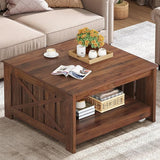 Coffee Table Farmhouse Coffee Table with Storage Rustic Wood Cocktail Table