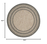 Courtyard Collection 6'7'' Round Natural / Black CY8475 Indoor/ Outdoor Patio Backyard