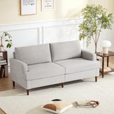 69”W Loveseat Sofa, Mid Century Modern Couches for Living Room, Small Couch Linen Fabric for Bedroom, 2 Seat Love Seat Sofa with Solid Wood Legs, Light Grey