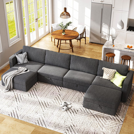 Reversible Modular Sectional Couch U Shaped Modular Sofa with Wide Chaise Oversized