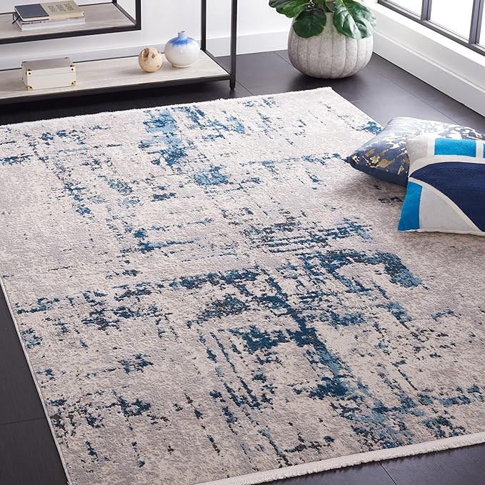 Shivan Collection Area Rug - 8' x 10', Grey & Rose, Modern Abstract Design