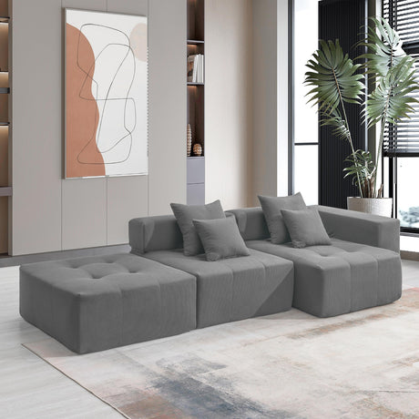 105.5" Deep Seat L Shaped Sectional Sofa, Minimalist Modern Floor Cloud Couch Set,