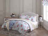 Queen Comforter Set, Reversible Cotton Bedding with Matching Shams, Elegant Floral