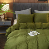 Velvet Duvet Cover Queen Set Sage Green Comforter Cover 3Pcs Ultra Soft Cover