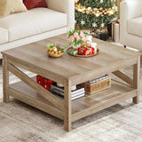 2-tier Square Coffee Tables with Storage,Coffee Table for Living Room