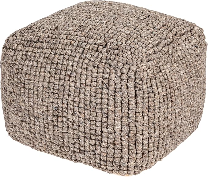 Square Wool Beige Pouf
