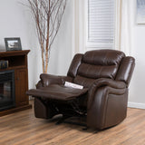 HOME Merit Faux Leather Glider Recliner Club Chair, Dark Brown