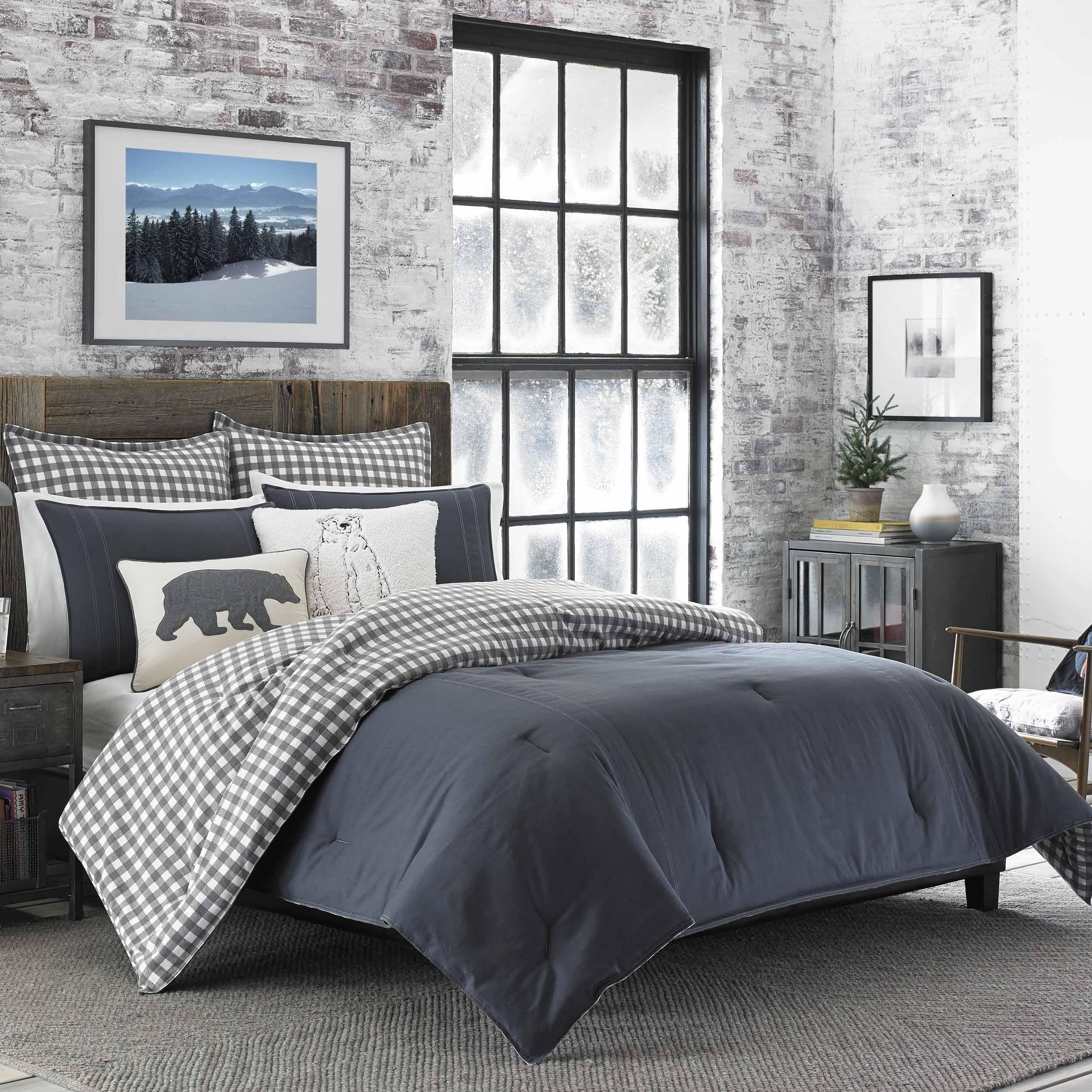 Reversible Cotton King Comforter Set - Kingston Charcoal