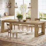 86.61-Inch Dining Table for 6-8 People - Modern Farmhouse Rectangular Kitchen Table with Pedestal Base
