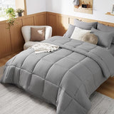 Navy King Comforter Set - 7 Pieces Solid King Bed in a Bag