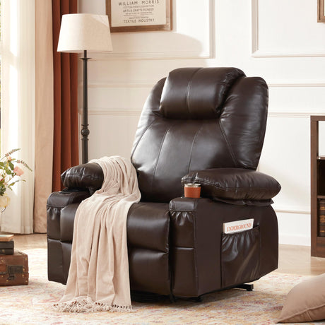 Oversized Power Lift Recliner Chair with Heat and Massage, Leather Power