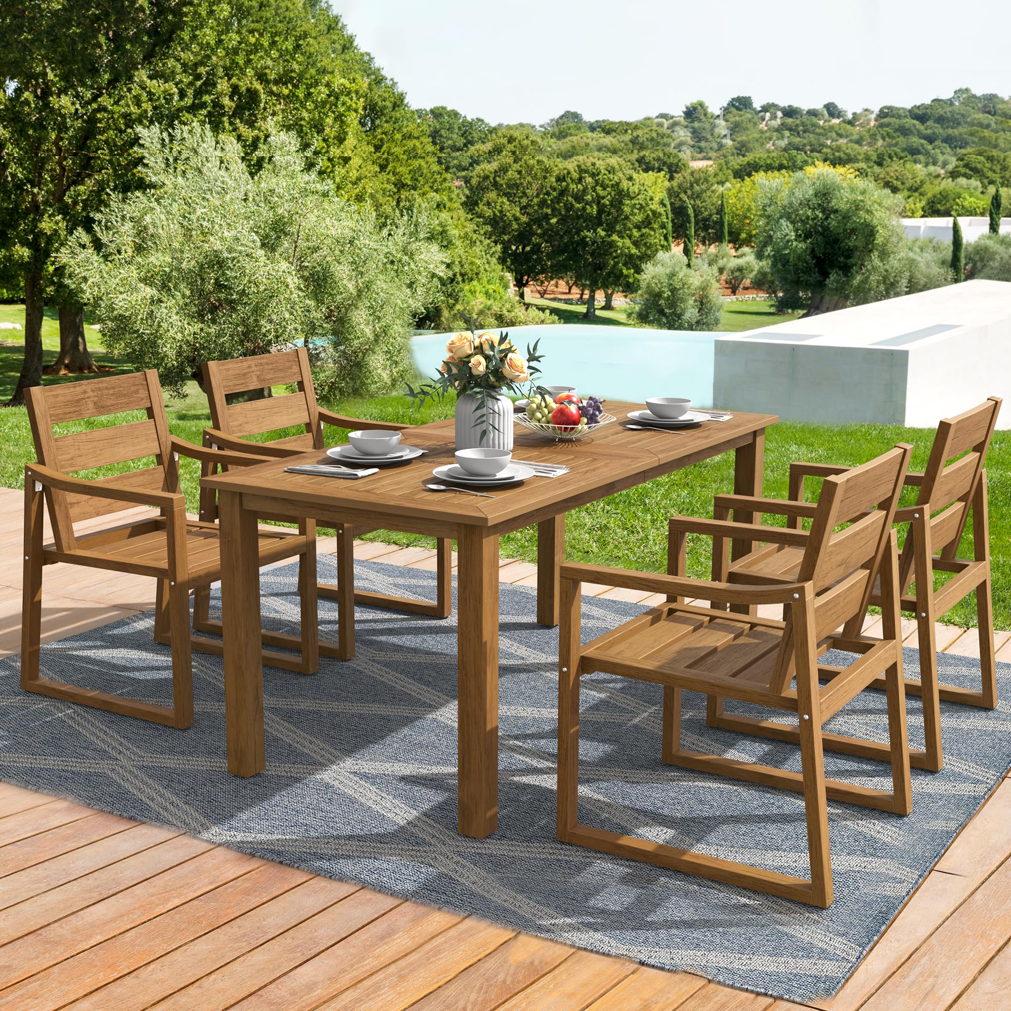 HDPS Outdoor Patio Dining Set All Weather Outdoor Table and Chairs