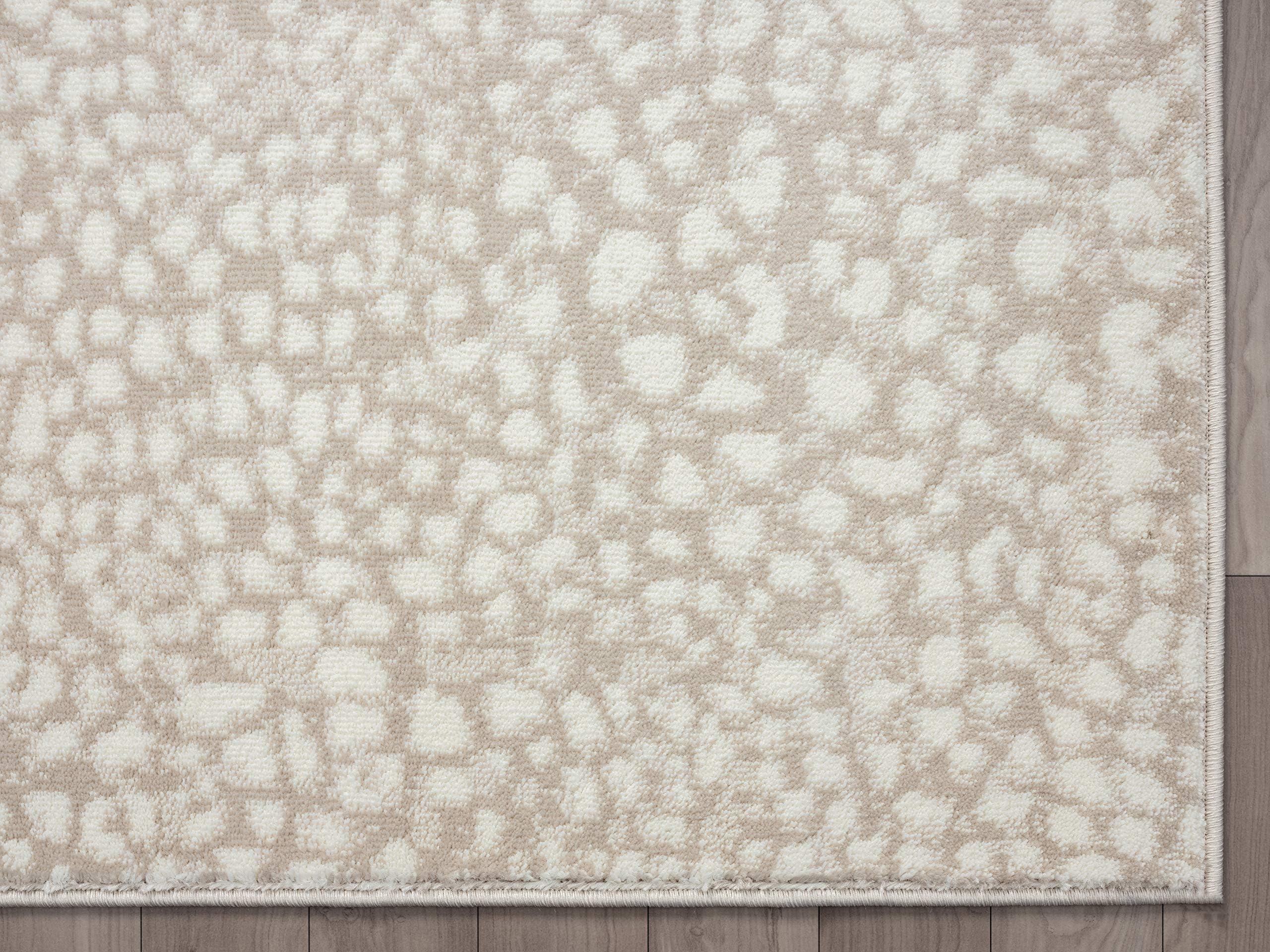 Abani Beige Cheetah Print 5'3" x 7'6" Area Rug Rugs, Arto Collection - Contemporary Durable Accent Rug