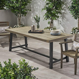 Beau Outdoor Eight Seater Wooden Dining Table, Gray and Black