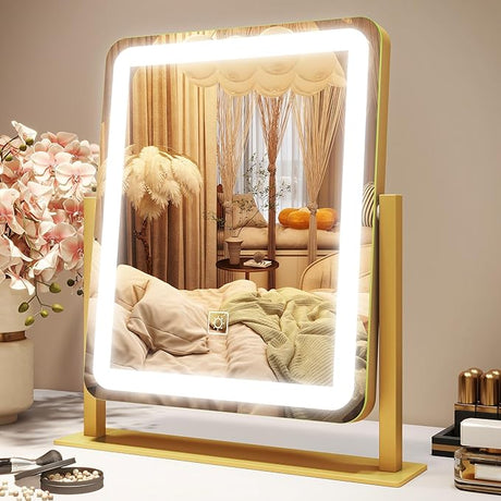 Vanity Mirror with Lights, 32" x 22" Large Lighted Vanity Mirror with Dimmable 3 Modes