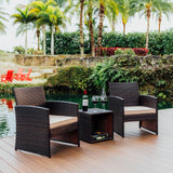 Wicker Outdoor Furniture Set - 3 Piece Patio Bistro Set (Brown/Beige)