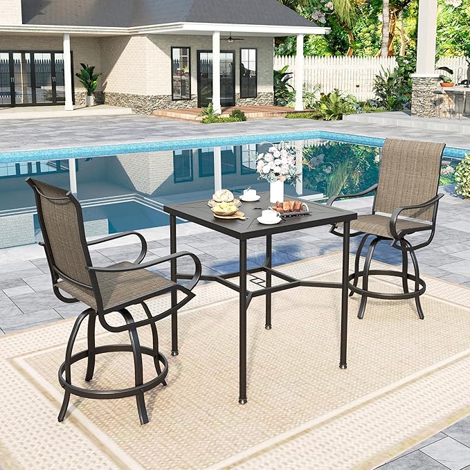 5 pcs Outdoor Bar Set, Patio Bar Table and Chairs Set