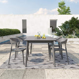Poolside Collection, Felix Stacking Dining Chairs, Indoor/Outdoor, 4-Pack, Charcoal