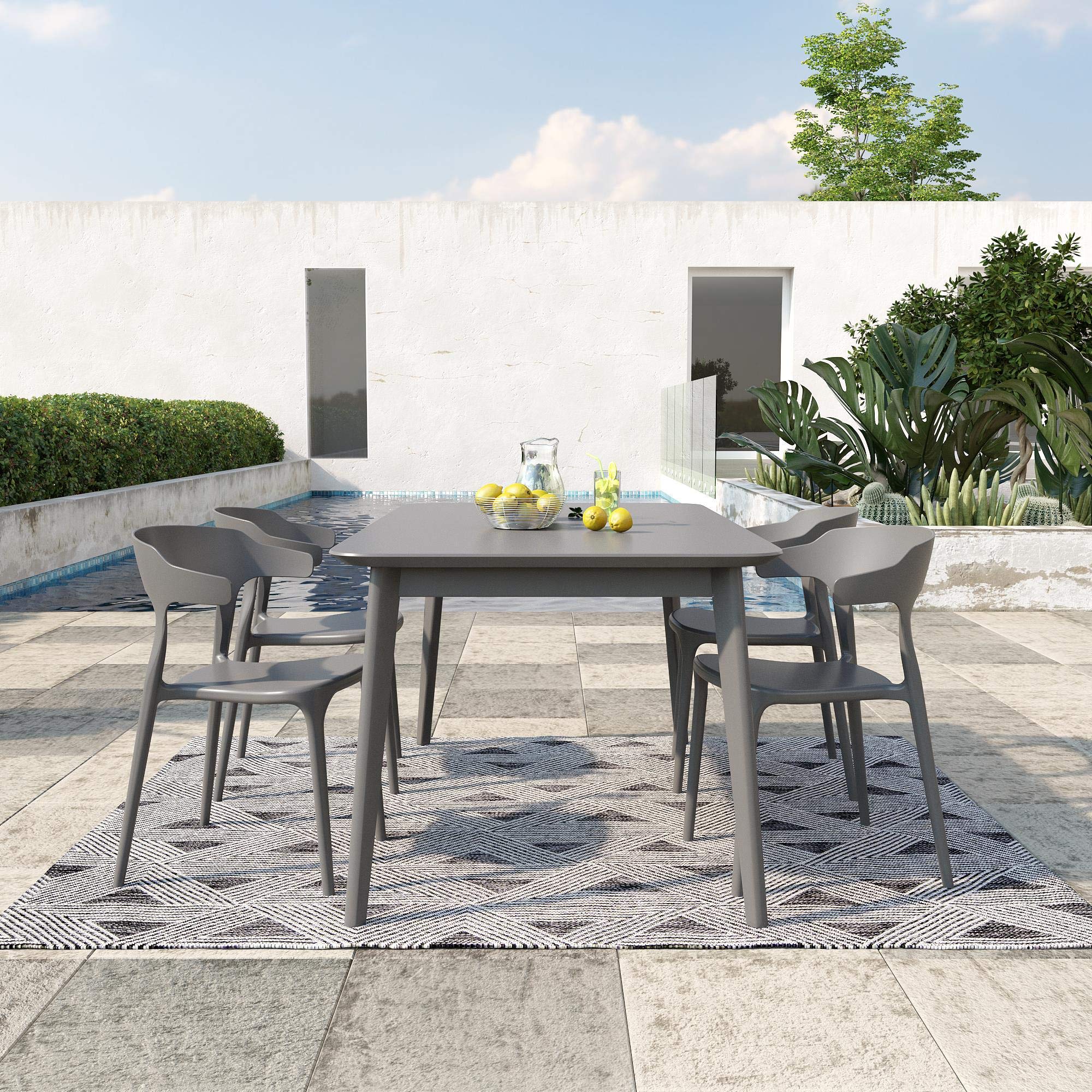Poolside Collection, Felix Stacking Dining Chairs, Indoor/Outdoor, 4-Pack, Charcoal