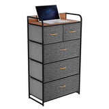 Fabric Dresser with 5 Drawers - Storage Tower with Large Capacity