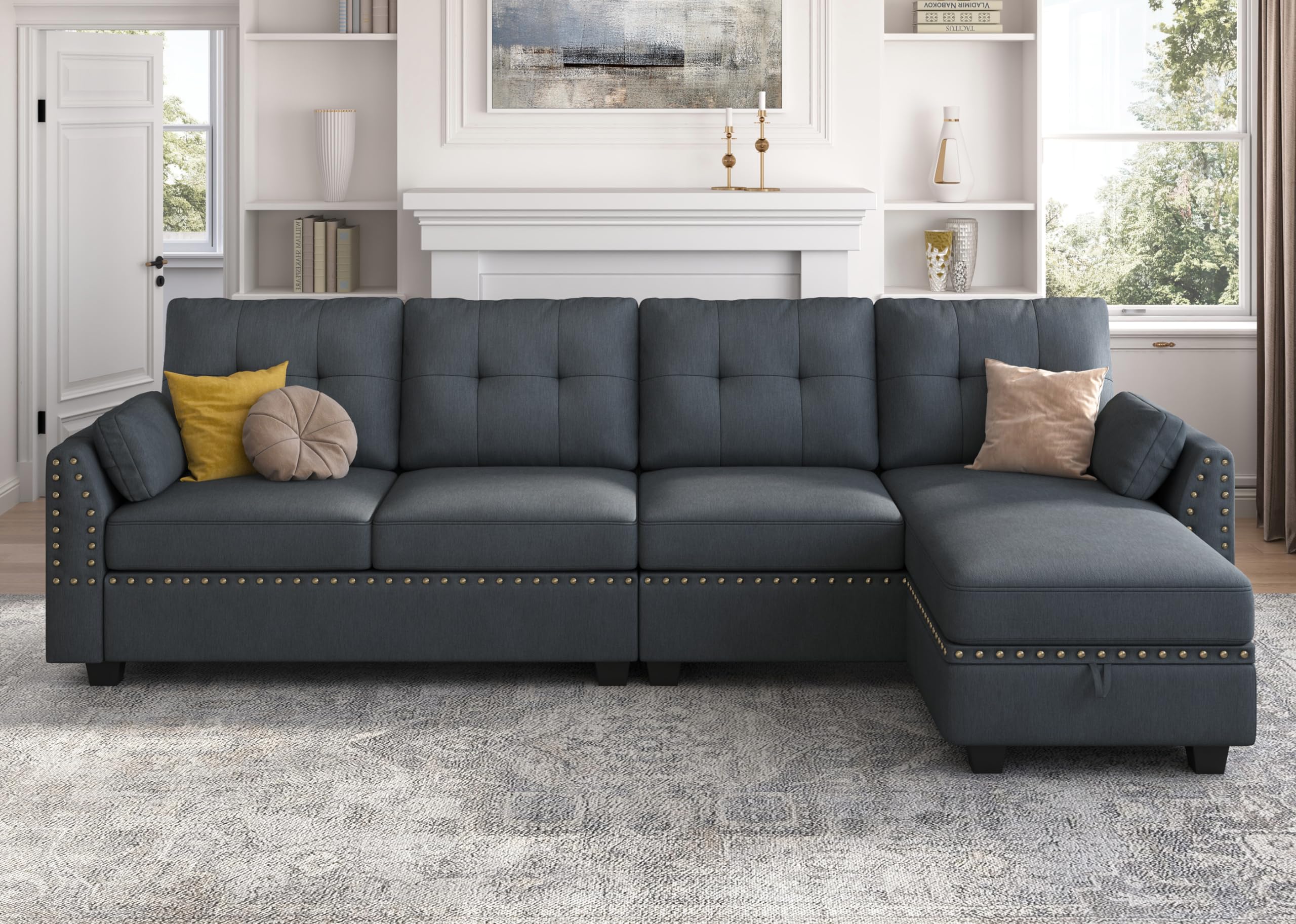 Convertible Sectional Sofa L Shaped Couch Reversible Sectional