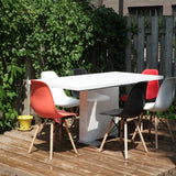 Extendible Dining Table Pedestal Table MDF High-Gloss White
